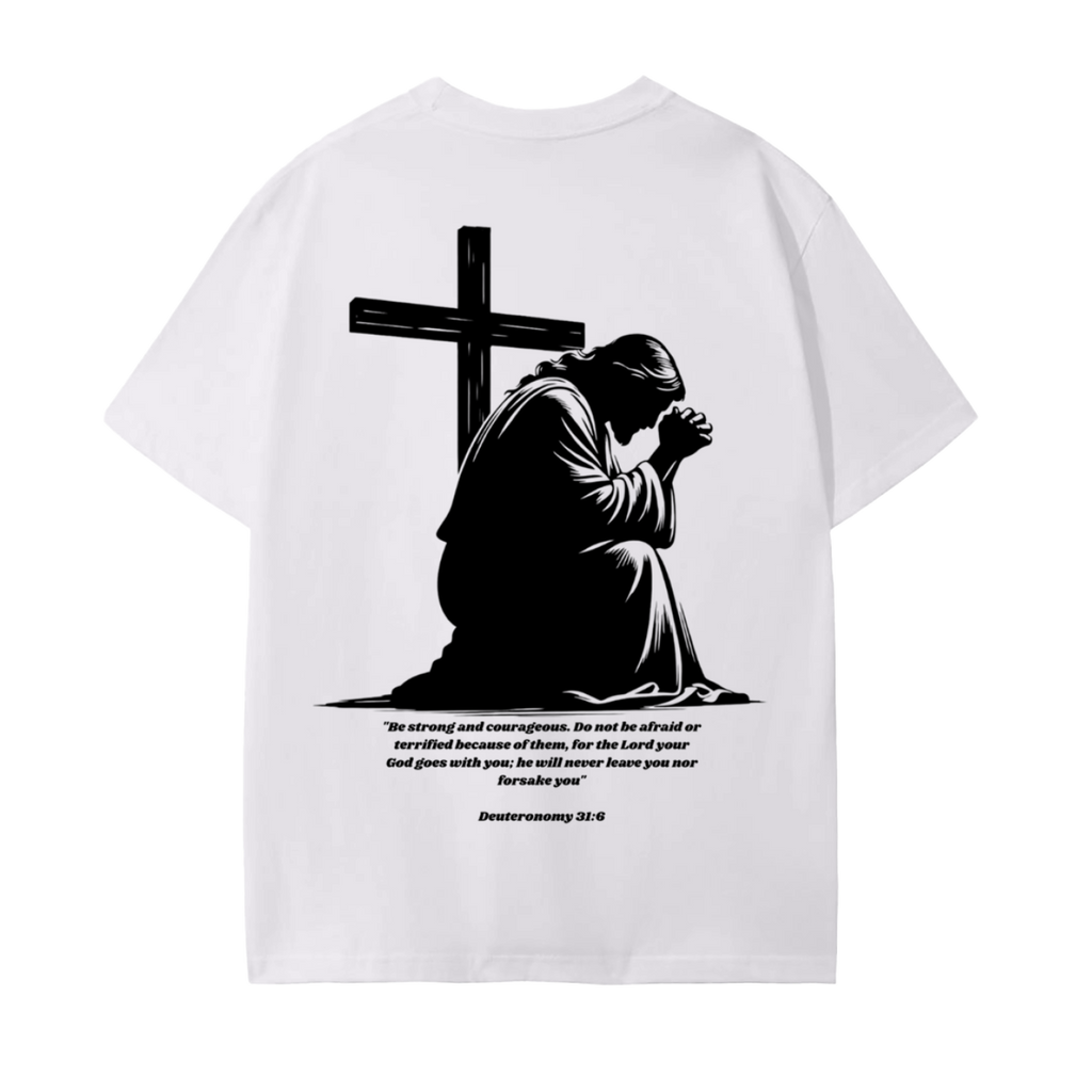 Deuteronomy 31:6 White T-Shirt